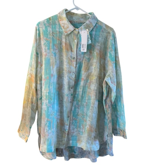 Soft Surroundings Ensoonce Abstract Floral Tunic Shirt 1X - Picture 5 of 8